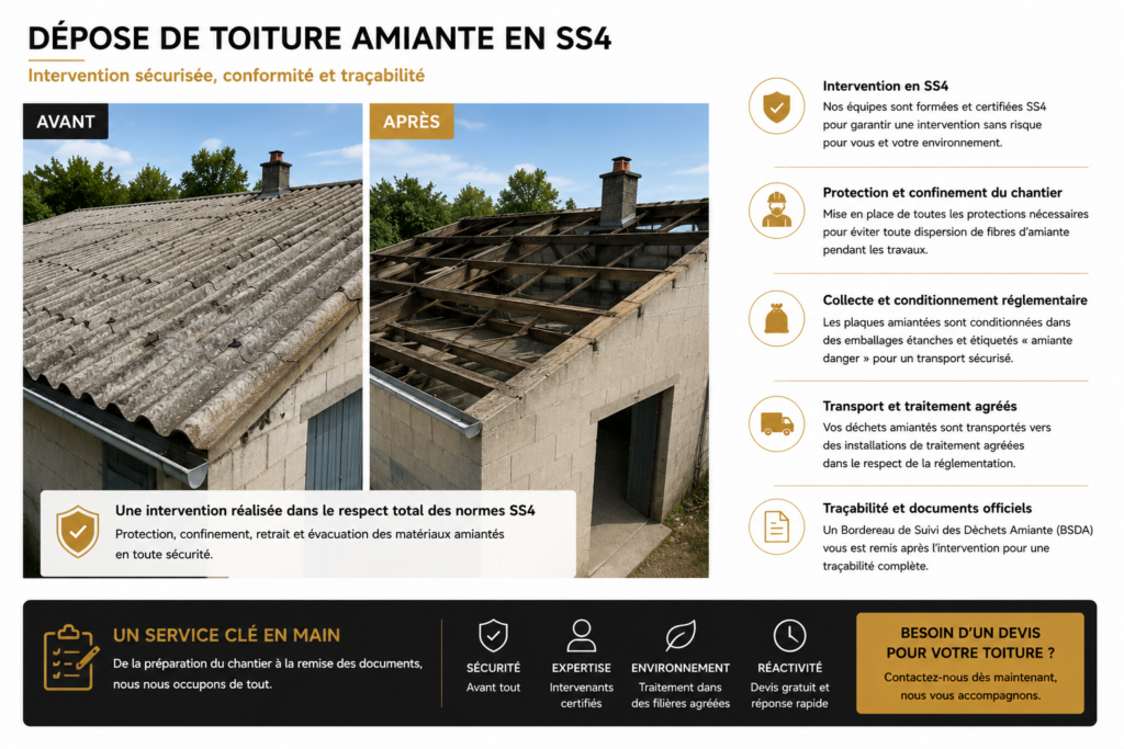 Collecte et évacuation de plaques amiantées à Chassieu par ETNAIMA